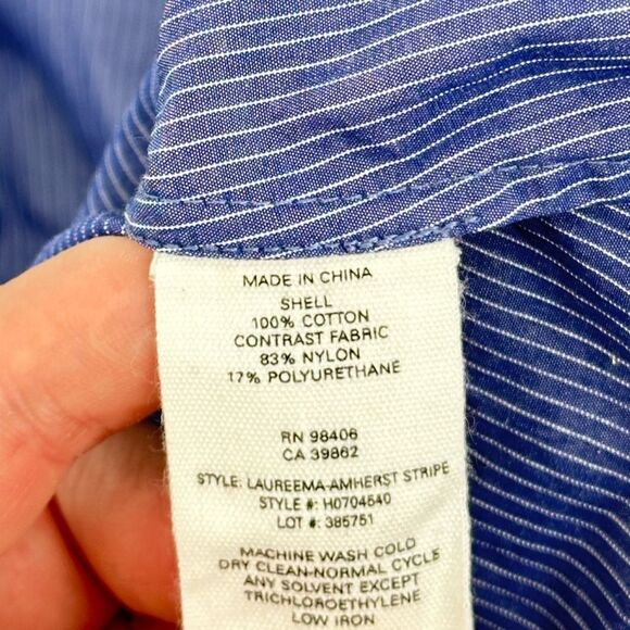 Theory Laureema Off The Shoulder Top Blue Stripe Size 4 - Picture 7 of 9